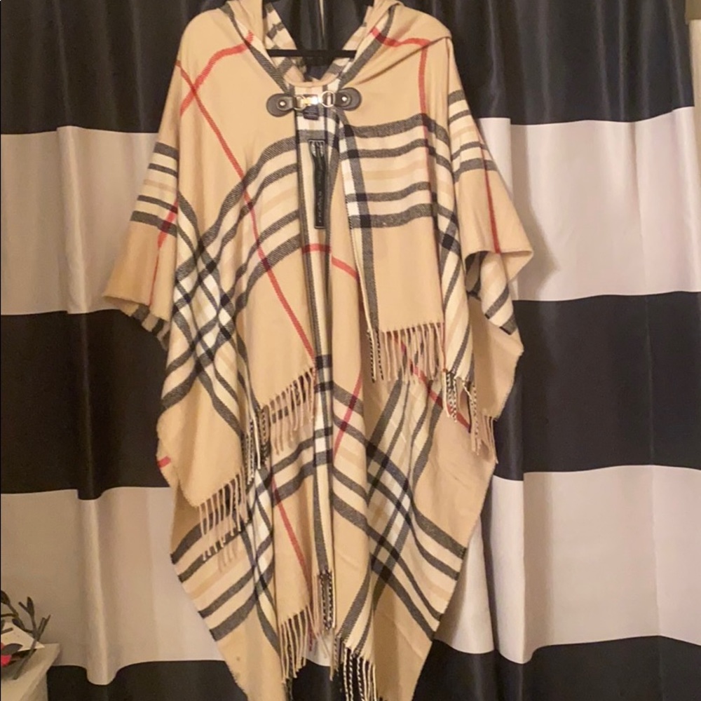 Plaid Hooded Poncho